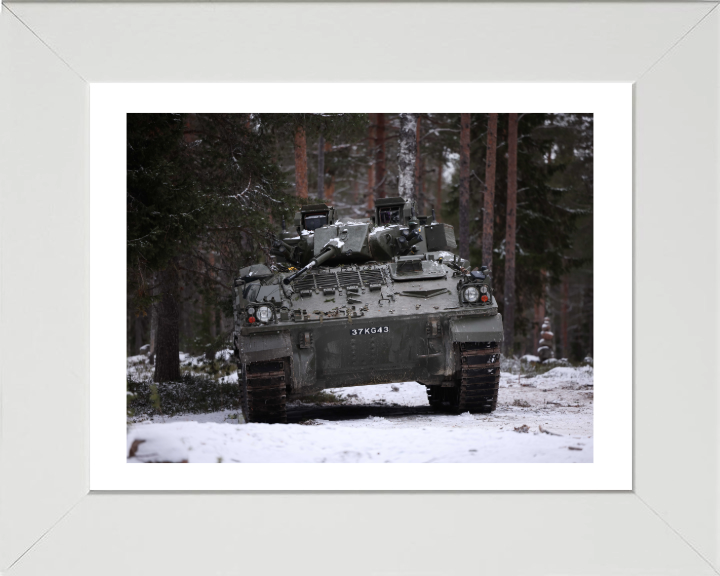 British Army Warrior Mechanised Combat Vehicle Photo Print Wall Art Military Decor Posters, Prints, & Visual Artwork Hampshire Prints 10 x 8 White Frame Yes