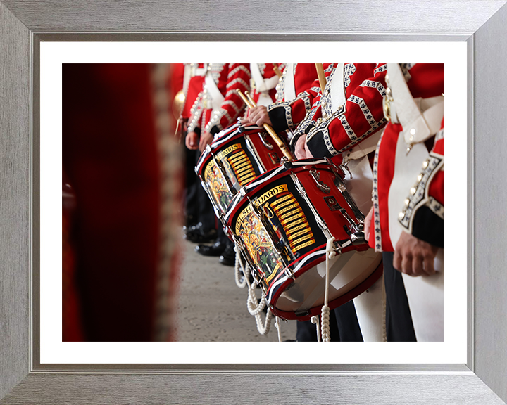 British Army Drummers from The band of the Welsh Guards Photo Print Wall Art Military Decor Posters, Prints, & Visual Artwork Hampshire Prints 10 x 8 Silver Frame Yes