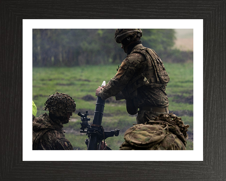 A Soldier loading mortars Photo Print – British Army Wall Art, Military Decor Posters, Prints, & Visual Artwork Hampshire Prints 10 x 8 Black Frame Yes