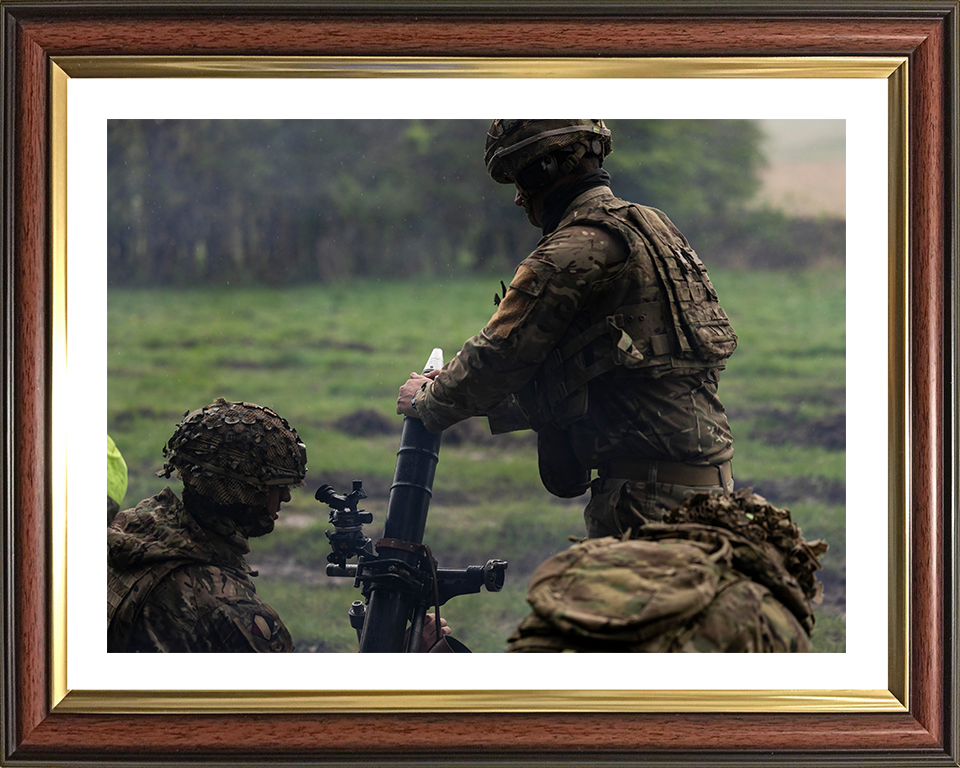 A Soldier loading mortars Photo Print – British Army Wall Art, Military Decor Posters, Prints, & Visual Artwork Hampshire Prints 10 x 8 Classic Frame Yes