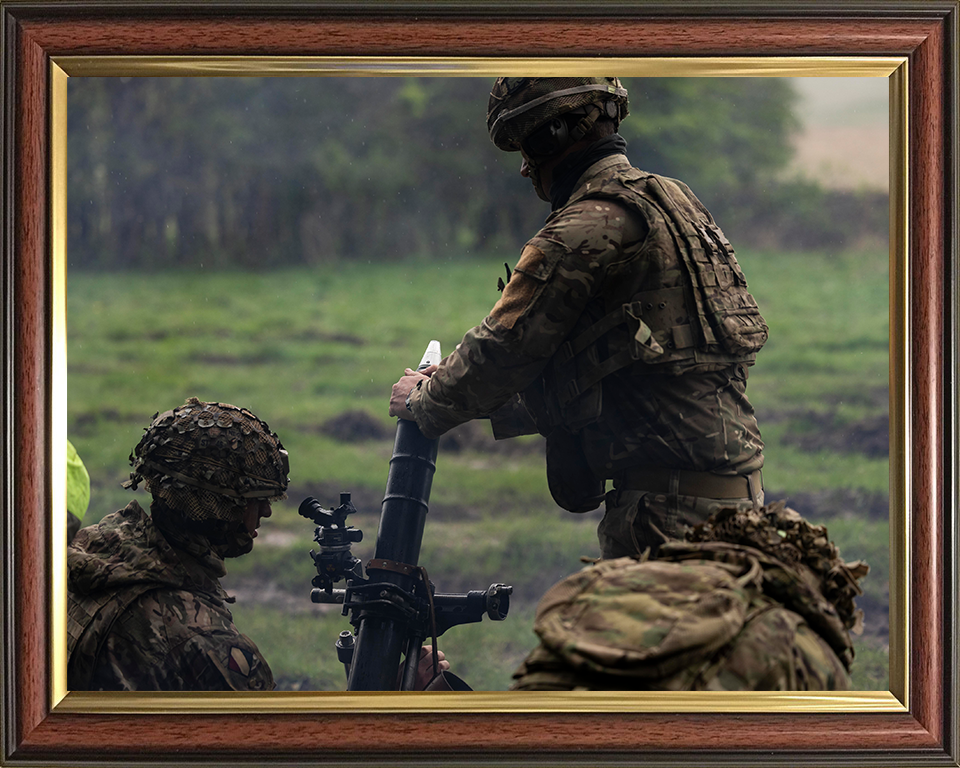 A Soldier loading mortars Photo Print – British Army Wall Art, Military Decor Posters, Prints, & Visual Artwork Hampshire Prints 10 x 8 Classic Frame No