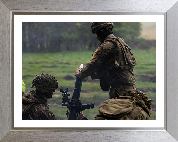 A Soldier loading mortars Photo Print – British Army Wall Art, Military Decor Posters, Prints, & Visual Artwork Hampshire Prints 10 x 8 Silver Frame Yes