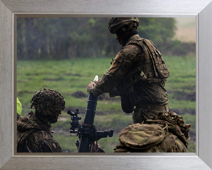 A Soldier loading mortars Photo Print – British Army Wall Art, Military Decor Posters, Prints, & Visual Artwork Hampshire Prints 10 x 8 Silver Frame No