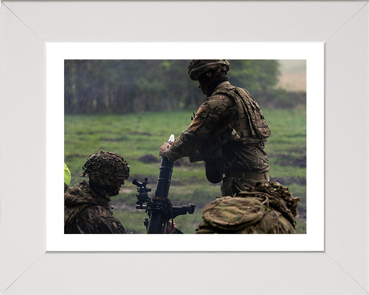 A Soldier loading mortars Photo Print – British Army Wall Art, Military Decor Posters, Prints, & Visual Artwork Hampshire Prints 10 x 8 White Frame Yes