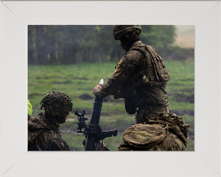 A Soldier loading mortars Photo Print – British Army Wall Art, Military Decor Posters, Prints, & Visual Artwork Hampshire Prints 10 x 8 White Frame No