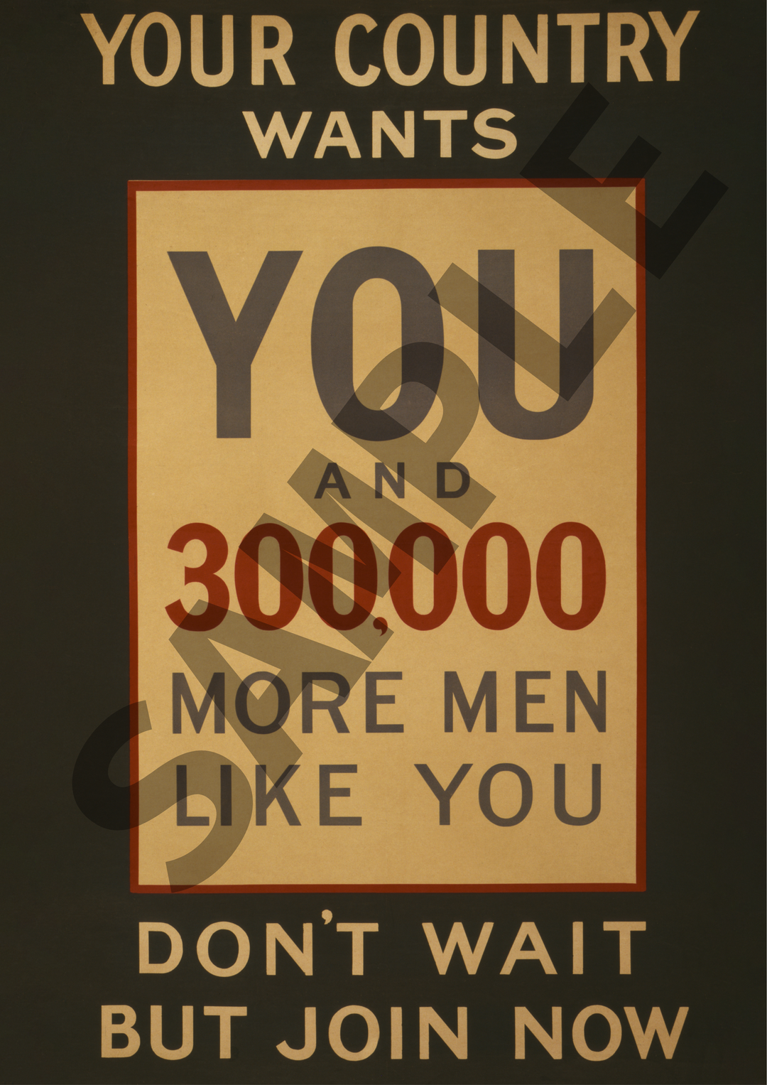 Your Country Wants You and 300,000 More Men Like You | World War One Recruitment Poster Posters, Prints, & Visual Artwork Hampshire Prints