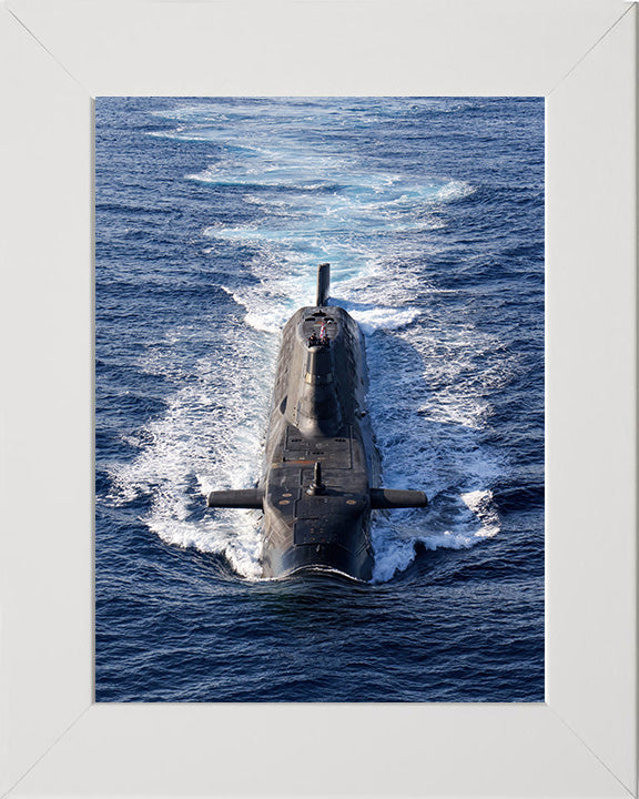 Astute Class Submarine Photo Print - Bow View - Royal Navy Astute Class Submarine Posters, Prints, & Visual Artwork Hampshire Prints 10 x 8 White Frame No