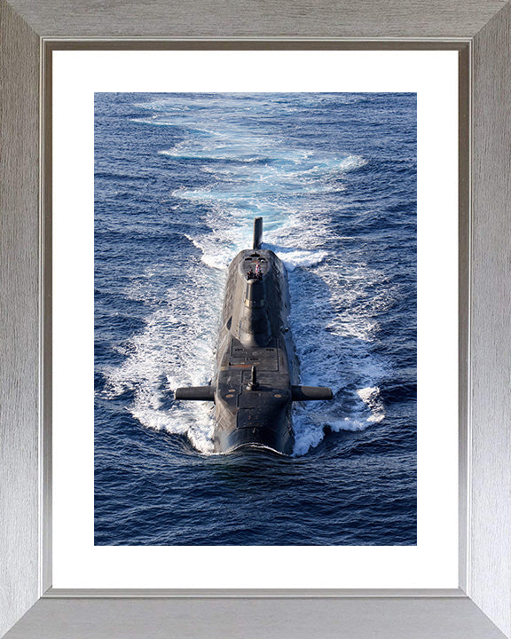 Astute Class Submarine Photo Print - Bow View - Royal Navy Astute Class Submarine Posters, Prints, & Visual Artwork Hampshire Prints 10 x 8 Silver Frame Yes