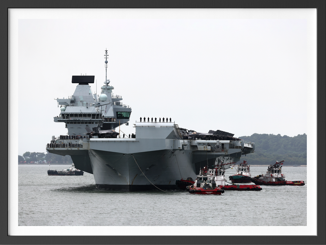 HMS Prince of wales Royal Navy  enters singapore aircraft Carrier photo print
