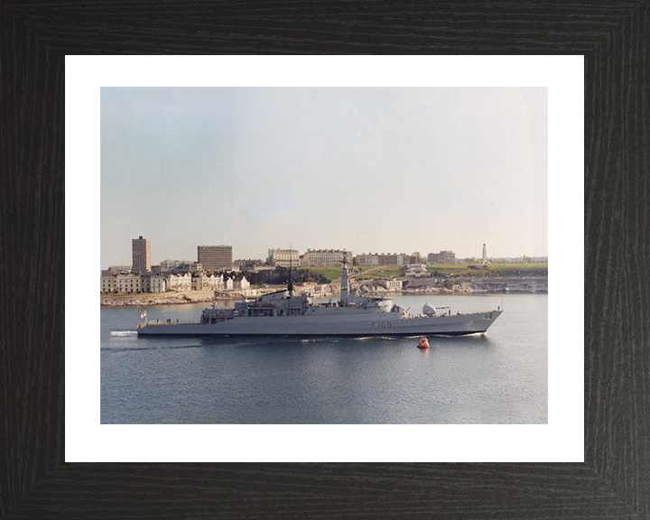 HMS Amazon (F169) Photo Print - Leaving Plymouth - Royal Navy Type 21 Frigate Hampshire Prints 10 x 8 Black Frame Yes