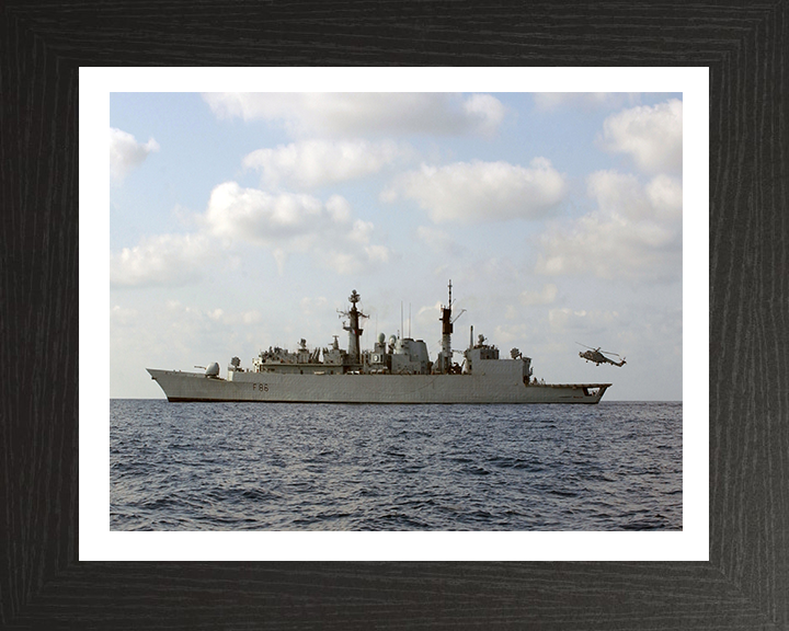 HMS Campbeltown (F86) Photo Print - Port beam View - Royal Navy Type 22 Frigate Hampshire Prints 10 x 8 Black Frame Yes
