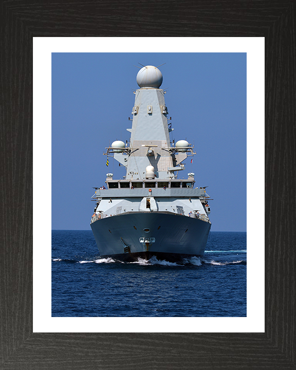 HMS Diamond (D34) Photo Print - Low Bow View - Royal Navy Type 45 Destroyer Hampshire Prints 10 x 8 Black Frame Yes