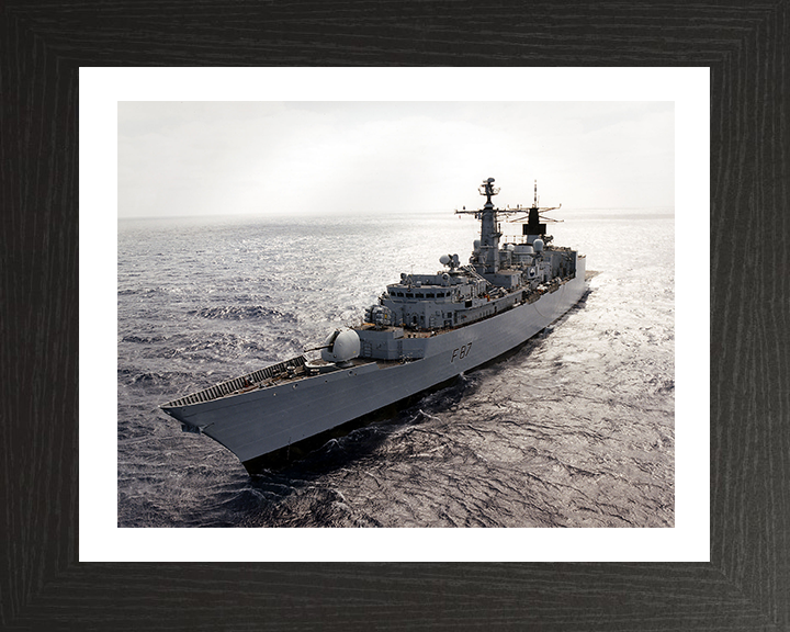 HMS Chatham (F87) Photo Print - Port Bow View at Sunset - Royal Navy Type 22 Frigate Hampshire Prints 10 x 8 Black Frame Yes