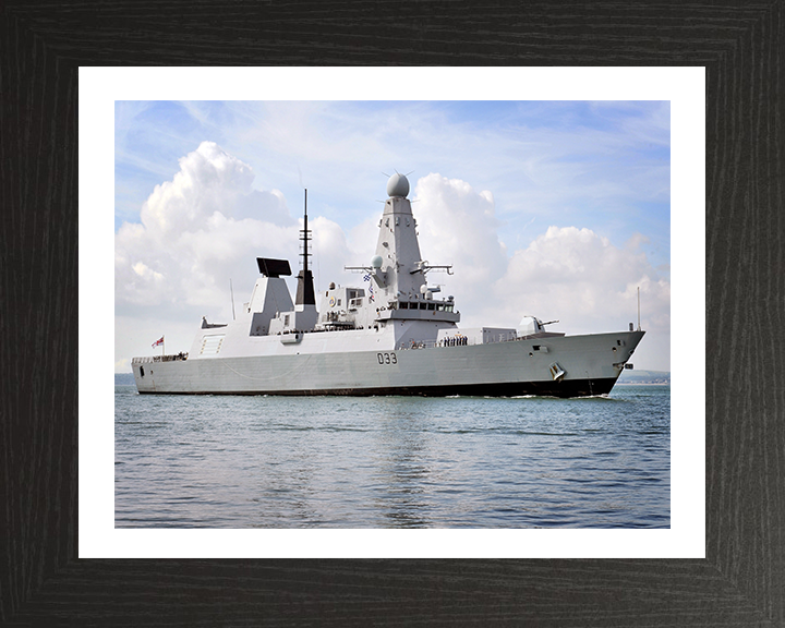 HMS Dauntless (D33) Photo Print - Low Starboard Side View - Royal Navy Type 45 Destroyer Hampshire Prints 10 x 8 Black Frame Yes