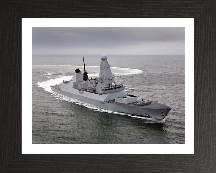 HMS Diamond (D34) Photo Print - Turning to Port - Royal Navy Type 45 Destroyer Hampshire Prints 10 x 8 Black Frame Yes