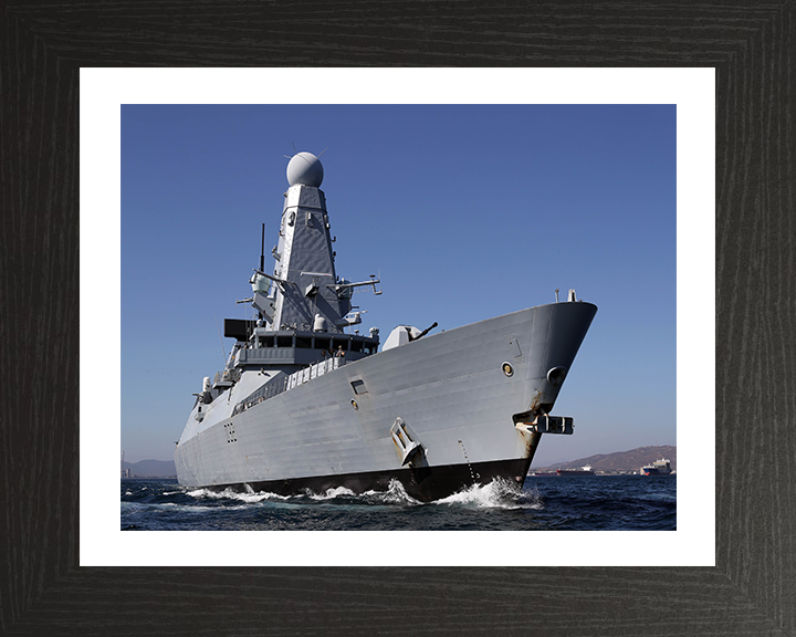 HMS Daring (D32) Photo Print - Low Starboard View - Royal Navy Type 45 Destroyer Hampshire Prints 10 x 8 Black Frame Yes