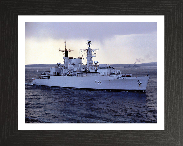 HMS Battleaxe (F89) Photo Print - Starboard Side View - Royal Navy Type 22 Frigate Hampshire Prints 10 x 8 Black Frame Yes