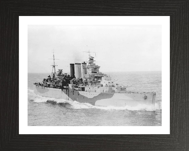 HMS Devonshire (39) Photo Print - Starboard Side - Royal Navy County Class Cruiser Hampshire Prints 10 x 8 Black Frame Yes