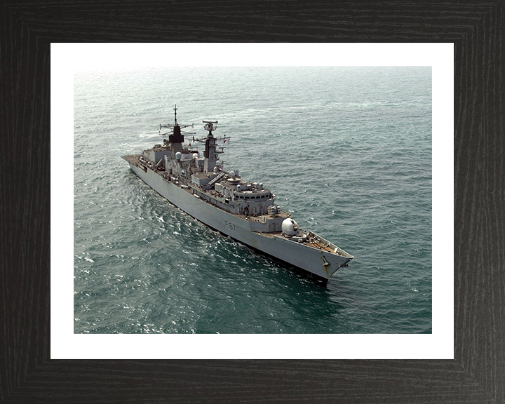 HMS Chatham (F87) Photo Print - Turning to Port - Royal Navy Type 22 Frigate Hampshire Prints 10 x 8 Black Frame Yes