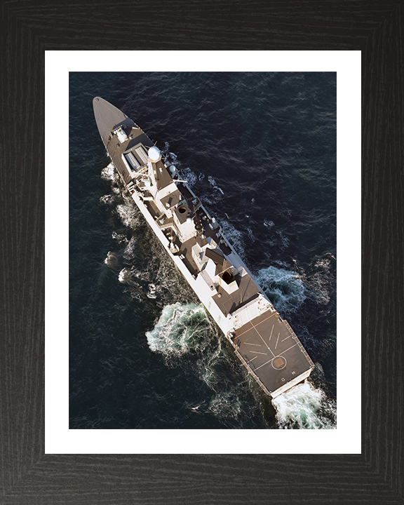 HMS Diamond (D34) Photo Print - From Above - Royal Navy Type 45 Destroyer Hampshire Prints 10 x 8 Black Frame Yes