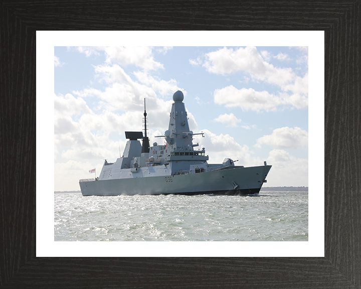 HMS Defender (D36) Photo Print - Low Starboard View - Royal Navy Type 45 Destroyer Hampshire Prints 10 x 8 Black Frame Yes