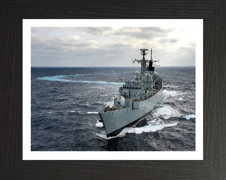 HMS Cornwall (F99) Photo Print - During a Starboard Turn - Royal Navy type 22 Frigate Hampshire Prints 10 x 8 Black Frame Yes
