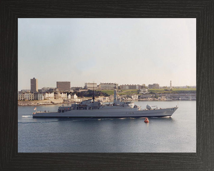 HMS Amazon (F169) Photo Print - Leaving Plymouth - Royal Navy Type 21 Frigate Hampshire Prints 10 x 8 Black Frame No
