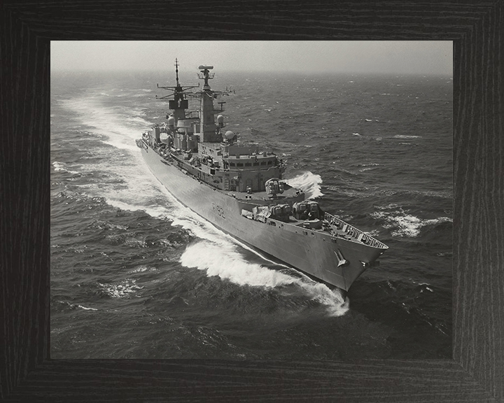 HMS Boxer (F92) Photo Print - High Starboard Bow View - Royal Navy Type 22 Frigate Hampshire Prints 10 x 8 Black Frame No