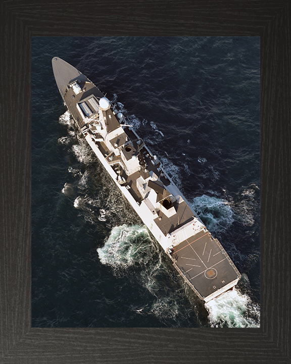 HMS Diamond (D34) Photo Print - From Above - Royal Navy Type 45 Destroyer Hampshire Prints 10 x 8 Black Frame No