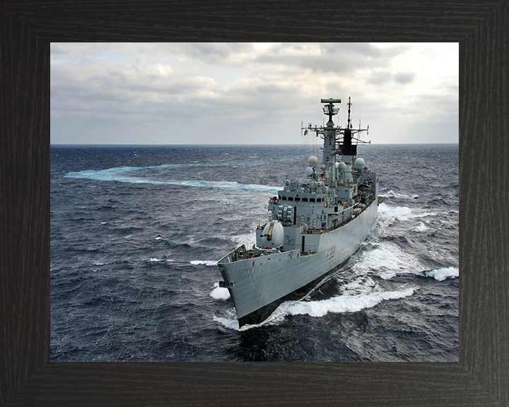 HMS Cornwall (F99) Photo Print - During a Starboard Turn - Royal Navy type 22 Frigate Hampshire Prints 10 x 8 Black Frame No