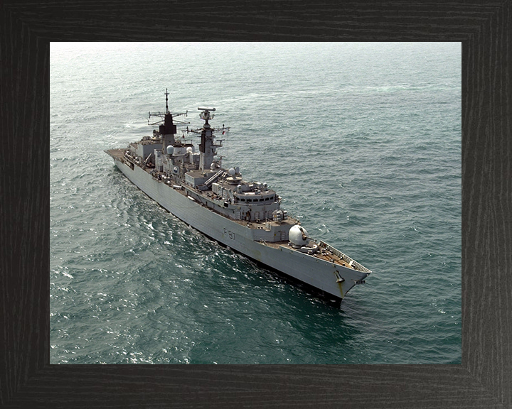 HMS Chatham (F87) Photo Print - Turning to Port - Royal Navy Type 22 Frigate Hampshire Prints 10 x 8 Black Frame No