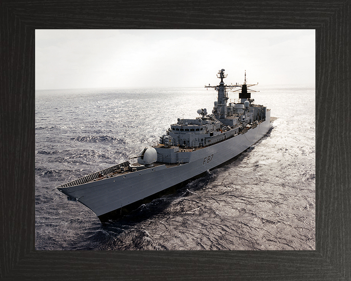 HMS Chatham (F87) Photo Print - Port Bow View at Sunset - Royal Navy Type 22 Frigate Hampshire Prints 10 x 8 Black Frame No