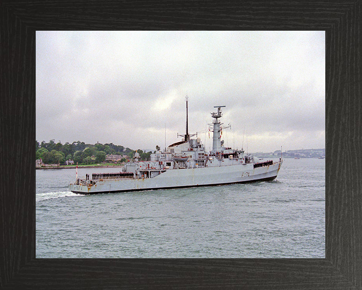 HMS Alacrity (F174) Photo Print - Starboard View - Royal Navy Type 21 Frigate Hampshire Prints 10 x 8 Black Frame No