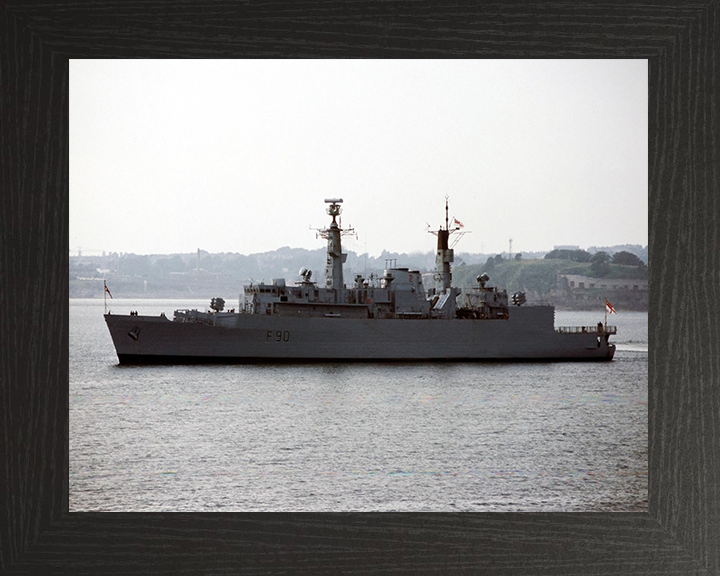 HMS Brilliant (F90) Photo Print - Port Beam View - Royal Navy Type 22 Frigate Hampshire Prints 10 x 8 Black Frame No