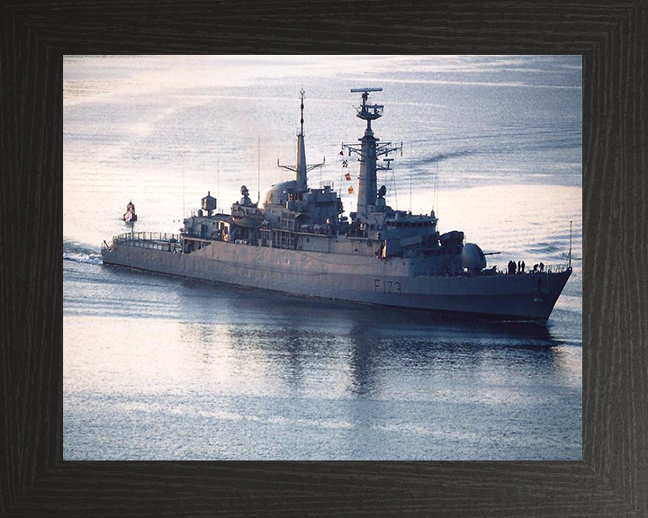 HMS Arrow (F173) Photo Print - High Starboard View - Royal Navy Type 21 Frigate Hampshire Prints 10 x 8 Black Frame No