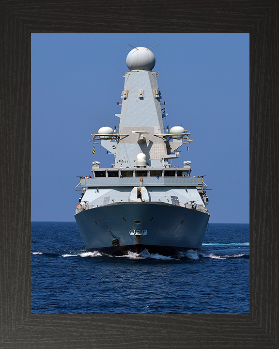 HMS Diamond (D34) Photo Print - Low Bow View - Royal Navy Type 45 Destroyer Hampshire Prints 10 x 8 Black Frame No