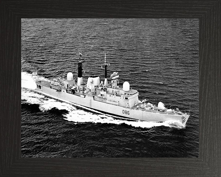 HMS Birmingham (D86) Photo Print - At Speed - Royal Navy Type 42 destroyer Hampshire Prints 10 x 8 Black Frame No