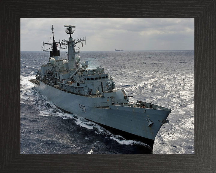 HMS Cornwall (F99) Photo Print - Starboard Bow View - Royal Navy type 22 Frigate Posters, Prints, & Visual Artwork Hampshire Prints 10 x 8 Black Frame No