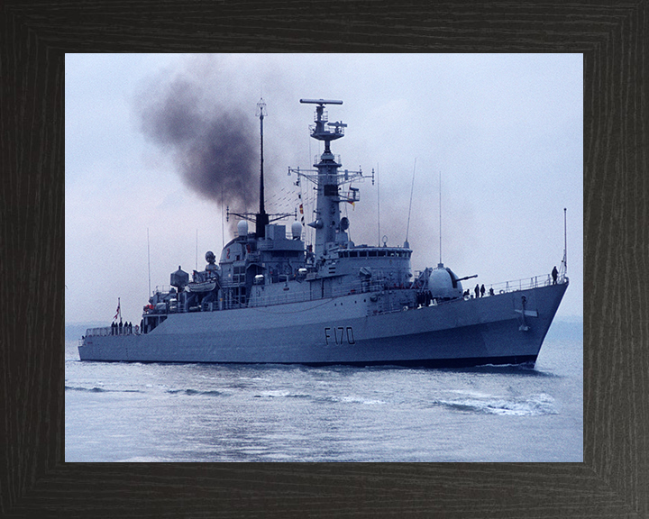 HMS Antelope (F170) Photo Print - Starboard View in Colour - Royal Navy Type 21 Frigate Hampshire Prints 10 x 8 Black Frame No