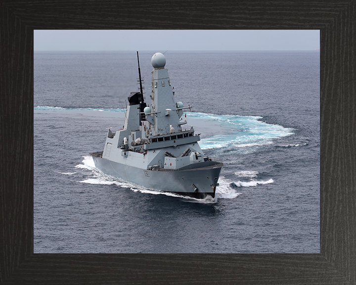 HMS Daring (D32) Photo Print - Making Turns - Royal Navy Type 45 Destroyer Hampshire Prints 10 x 8 Black Frame No