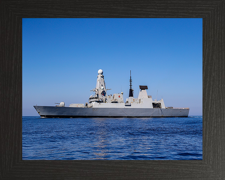 HMS Duncan (D37) Photo Print - Port Beam View - Royal Navy Type 45 Destroyer Hampshire Prints 10 x 8 Black Frame No