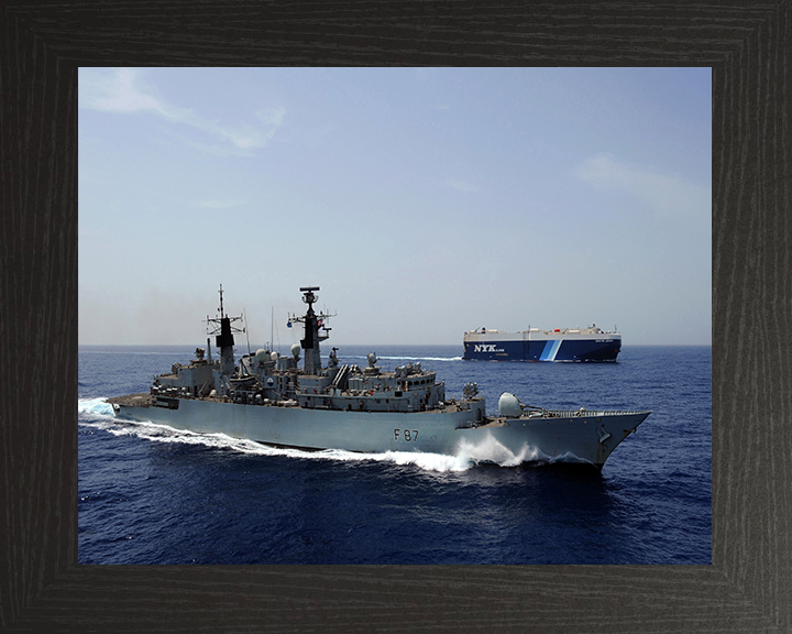 HMS Chatham (F87) Photo Print - Underway starboard View - Royal Navy Type 22 Frigate Hampshire Prints 10 x 8 Black Frame No