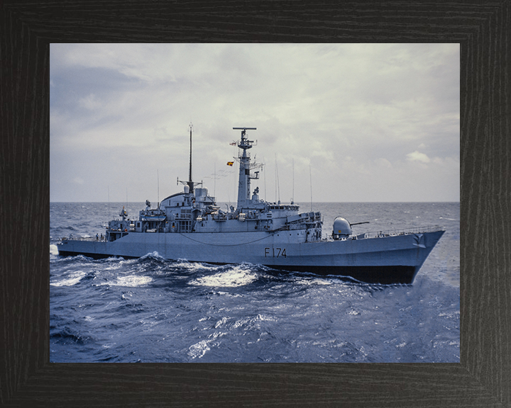 HMS Alacrity (F174) Photo Print - Underway - Royal Navy Type 21 Frigate Hampshire Prints 10 x 8 Black Frame No