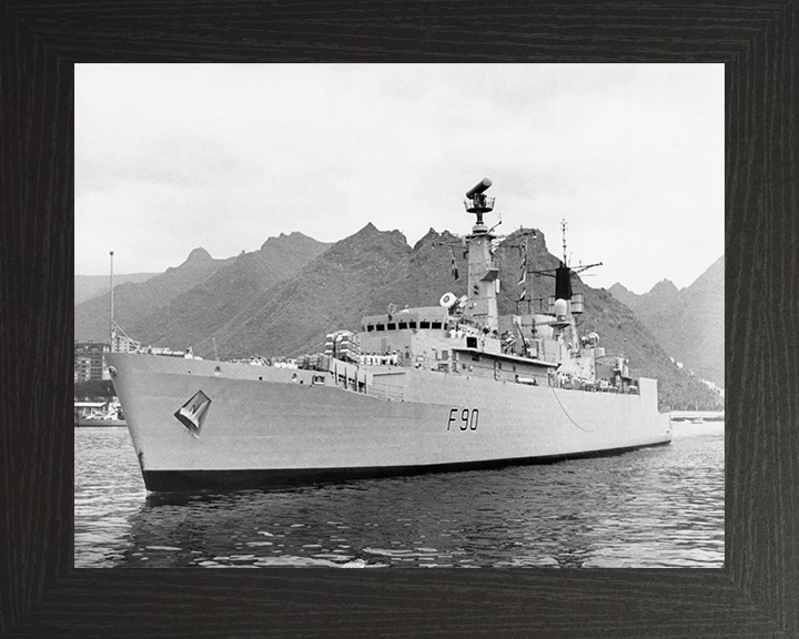 HMS Brilliant (F90) Photo Print - Low Port Bow View - Royal Navy Type 22 Frigate Hampshire Prints 10 x 8 Black Frame No