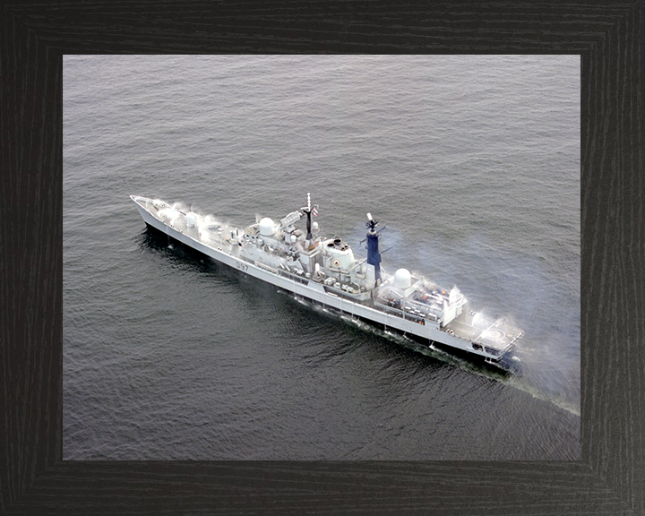 HMS Edinburgh (D97) Photo Print - Pre Wetting - Royal Navy Type 42 Destroyer Hampshire Prints 10 x 8 Black Frame No