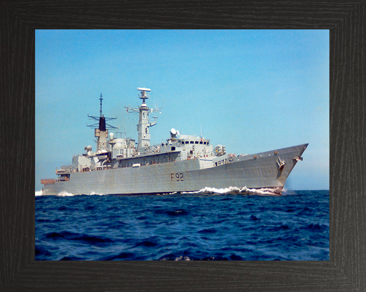 HMS Boxer (F92) Photo Print - Low Starboard View - Royal Navy Type 22 Frigate Hampshire Prints 10 x 8 Black Frame No