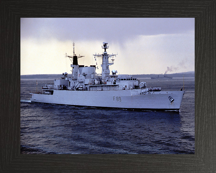 HMS Battleaxe (F89) Photo Print - Starboard Side View - Royal Navy Type 22 Frigate Hampshire Prints 10 x 8 Black Frame No