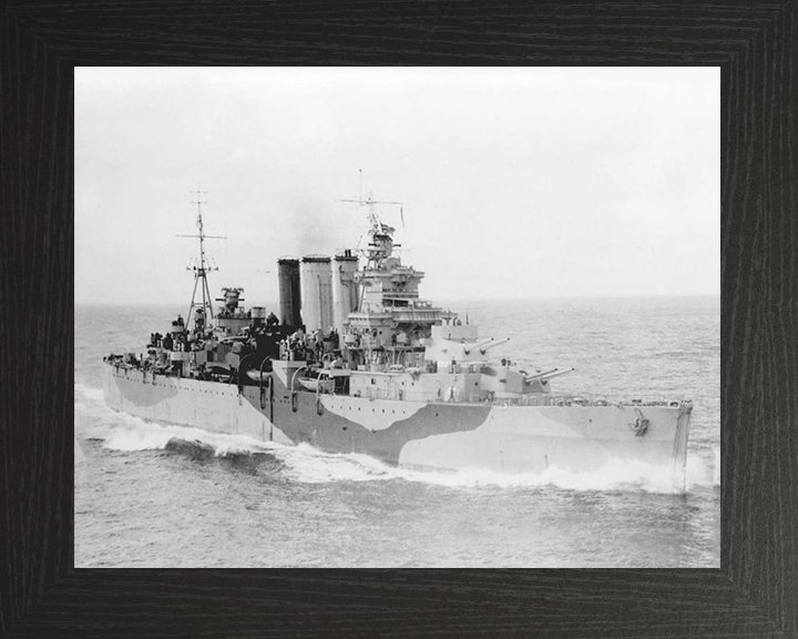 HMS Devonshire (39) Photo Print - Starboard Side - Royal Navy County Class Cruiser Hampshire Prints 10 x 8 Black Frame No