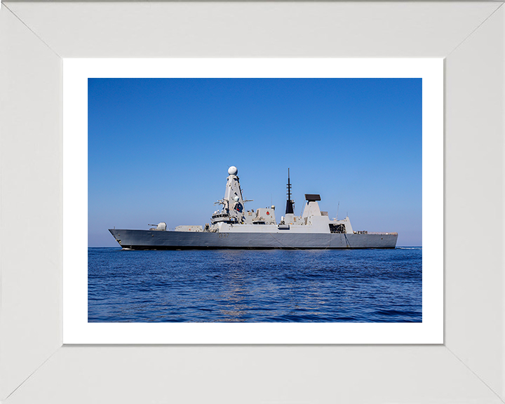 HMS Duncan (D37) Photo Print - Port Beam View - Royal Navy Type 45 Destroyer Hampshire Prints 10 x 8 White Frame Yes