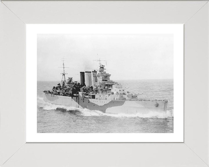 HMS Devonshire (39) Photo Print - Starboard Side - Royal Navy County Class Cruiser Hampshire Prints 10 x 8 White Frame Yes
